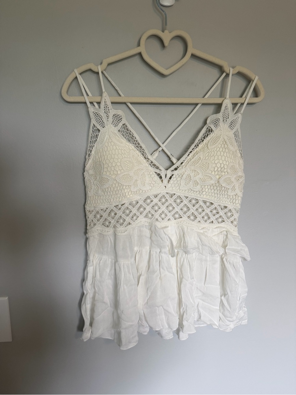 Lace Crochet Spaghetti-Strap Women's Top